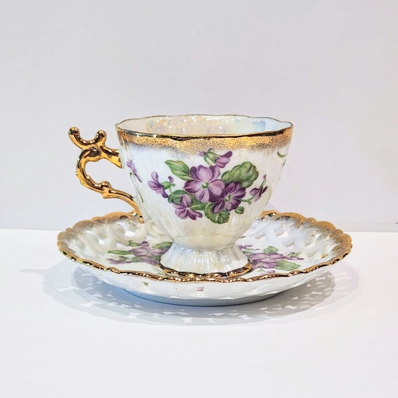 Shafford VTG pearlescent tea cup and Saucer. - Picture 9 of 9